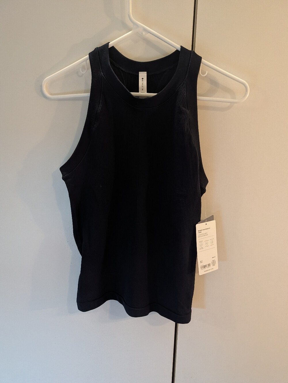 Athleta Women's Medium Renew Racerback Ribbed Tank Top - Black NWT